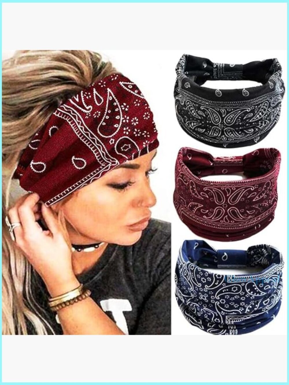 Extra Wide Stretchy Headbands Pack of 3 Boho Turban Hair Accessories